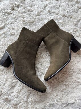 Patina Olive Suede Booties